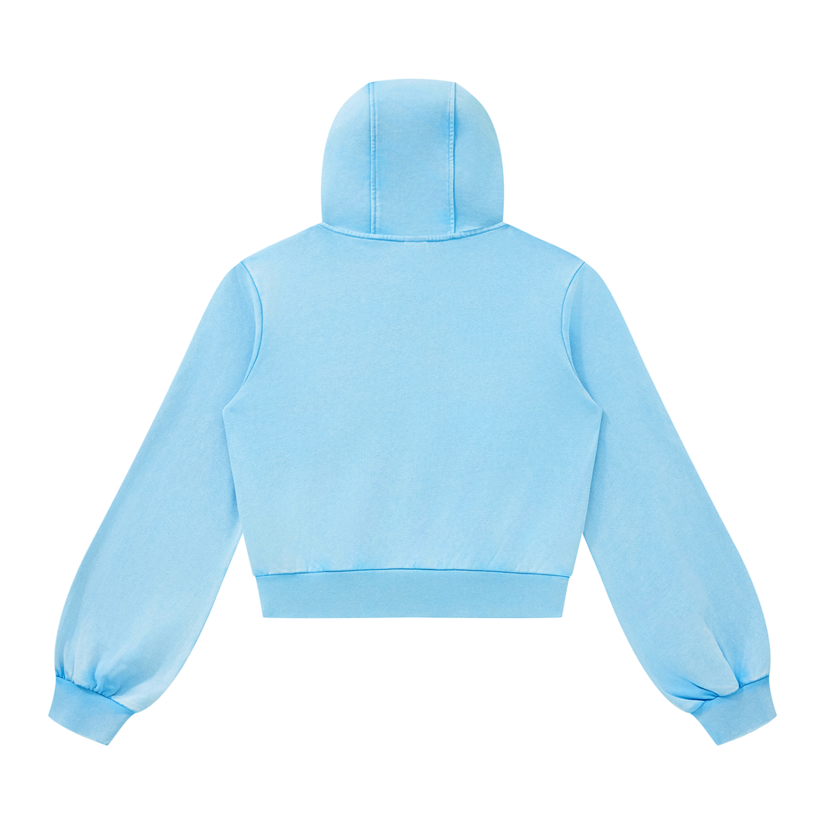 Light blue FIT APE women's vintage-wash zip hoodie, back view