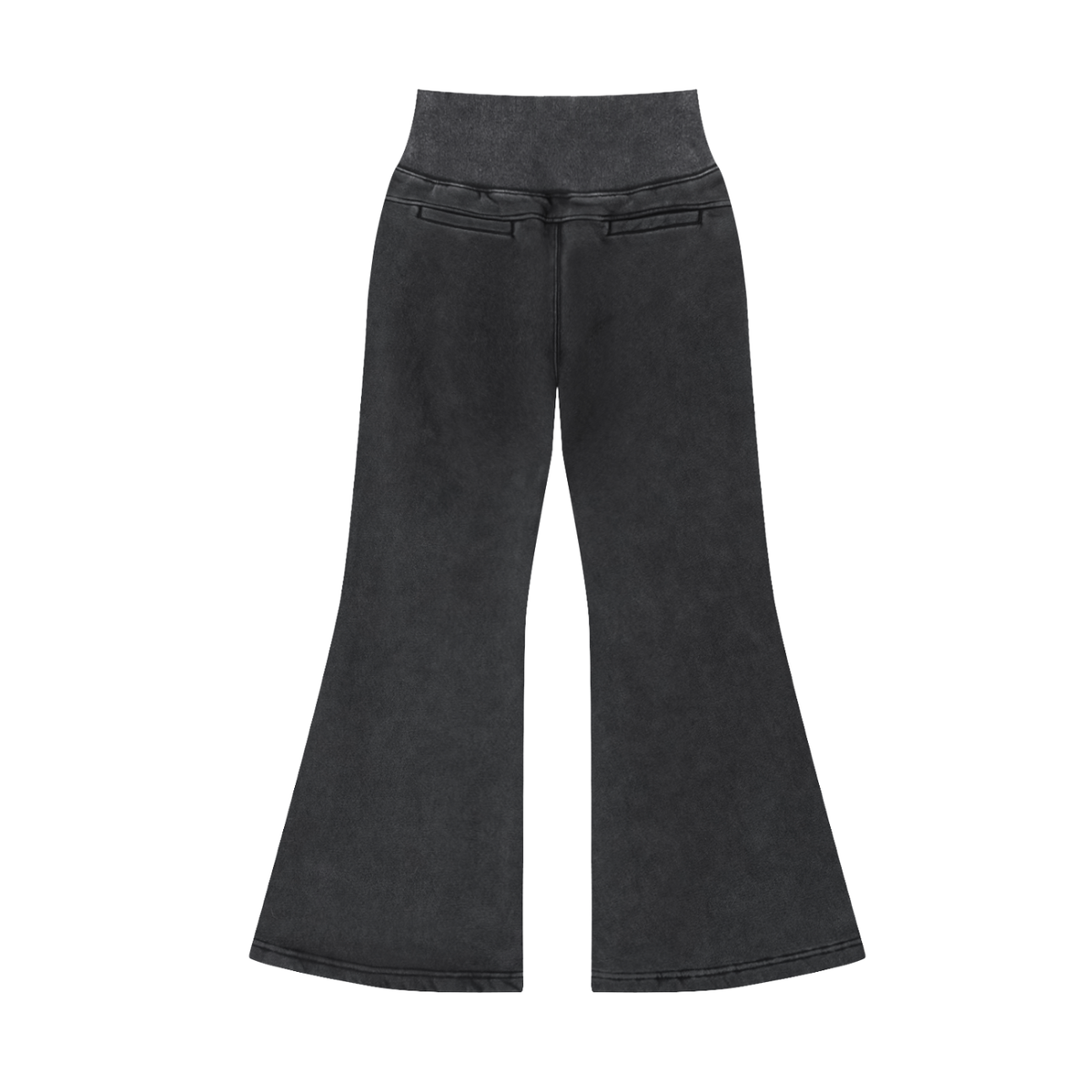 Washed charcoal FIT APE women's flared fleece pants, back view