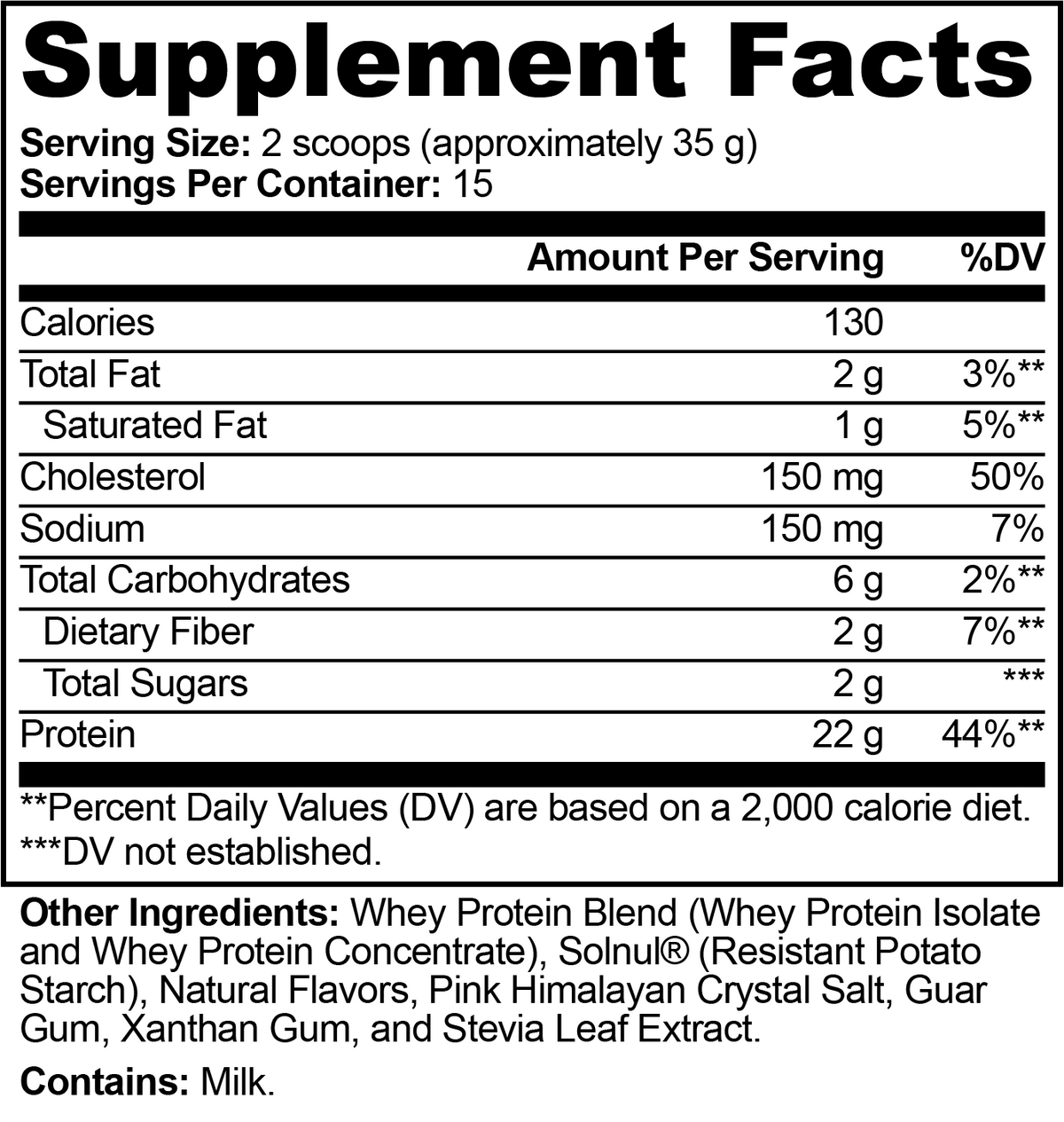 Supplement Facts and ingredients label for FIT APE Chocolate Performance Whey Protein Blend