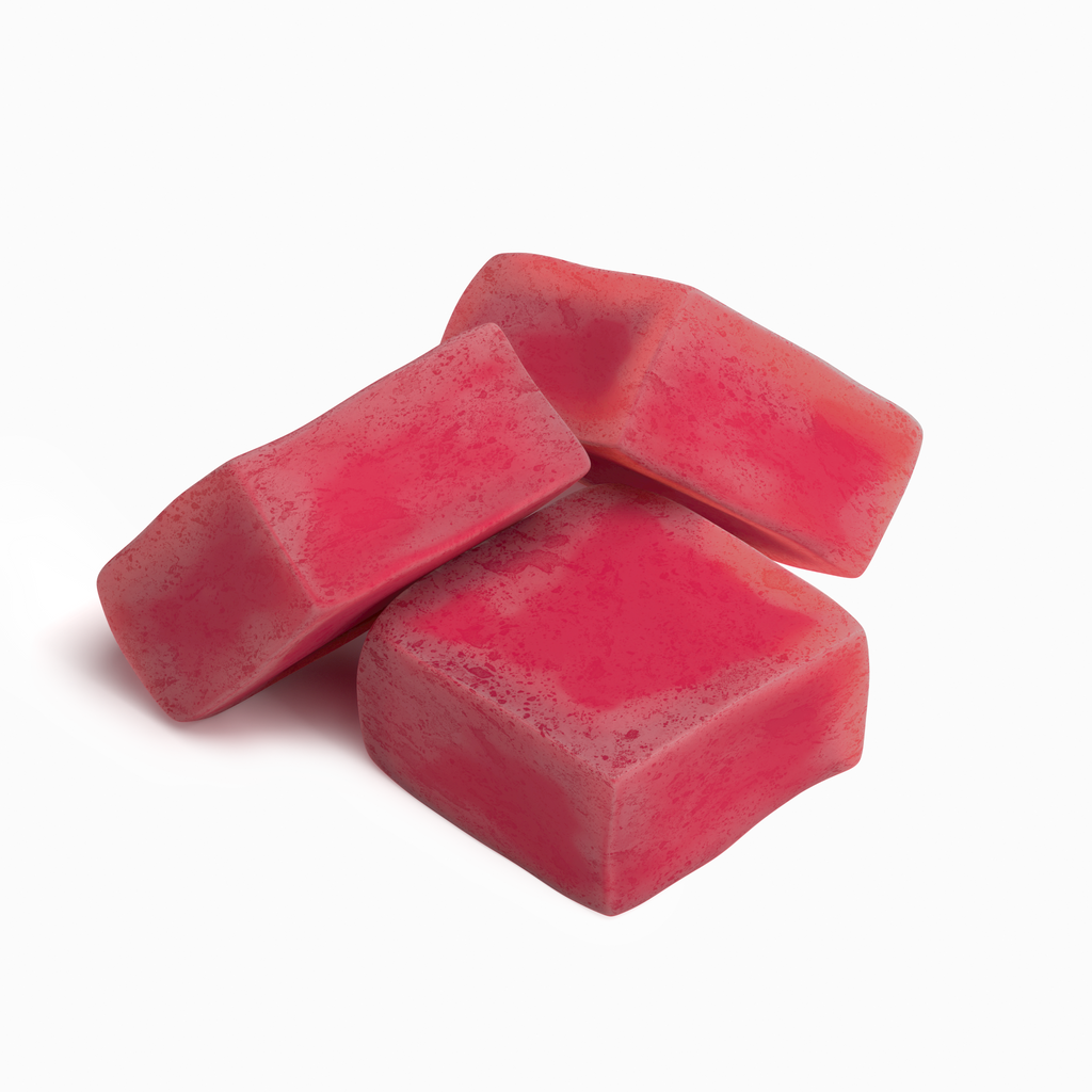 Close-up of three red rectangular FIT APE Cordyceps Energy Gummies