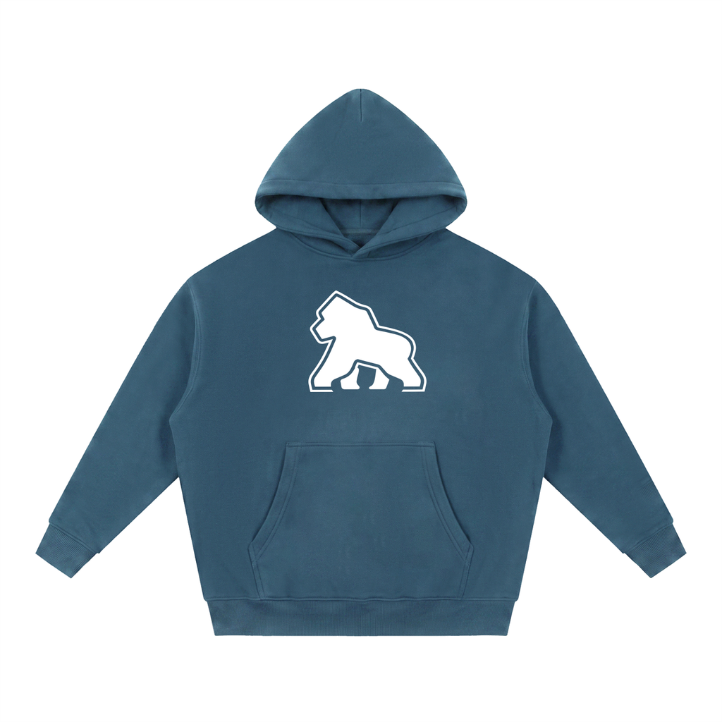 Blue FIT APE Big Ape oversized hoodie with large white chest gorilla, front view
