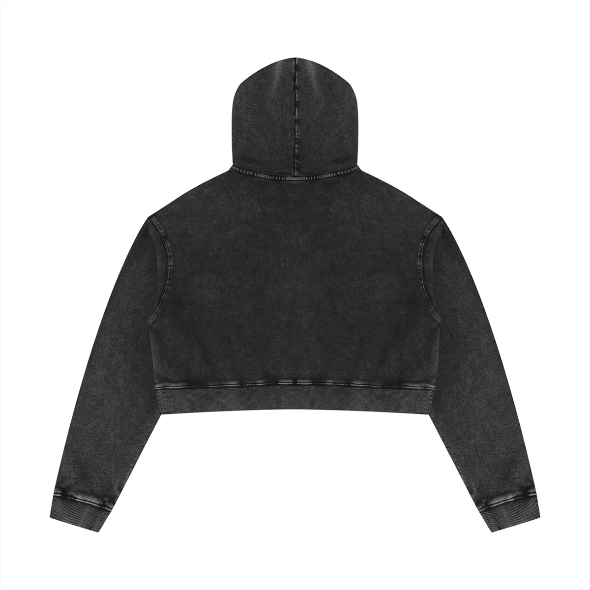 Washed black FIT APE women's cropped hoodie, back view