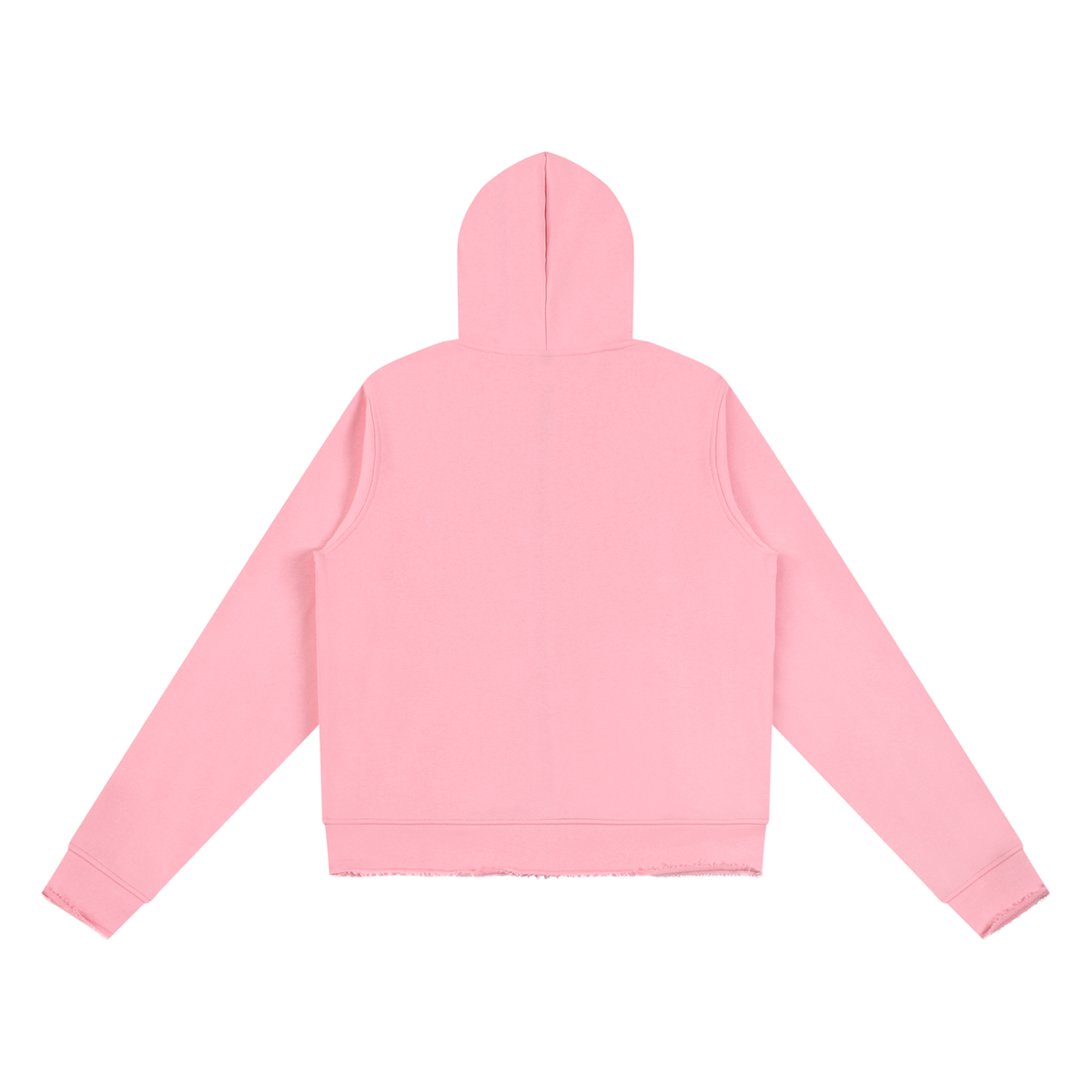 Pink FIT APE women's raw-edge full-zip hoodie, plain back view