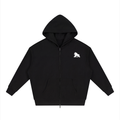 Black FIT APE men's heavy zip hoodie with white chest gorilla, front view