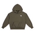 Olive FIT APE men's fleece pullover hoodie with white chest gorilla, front view
