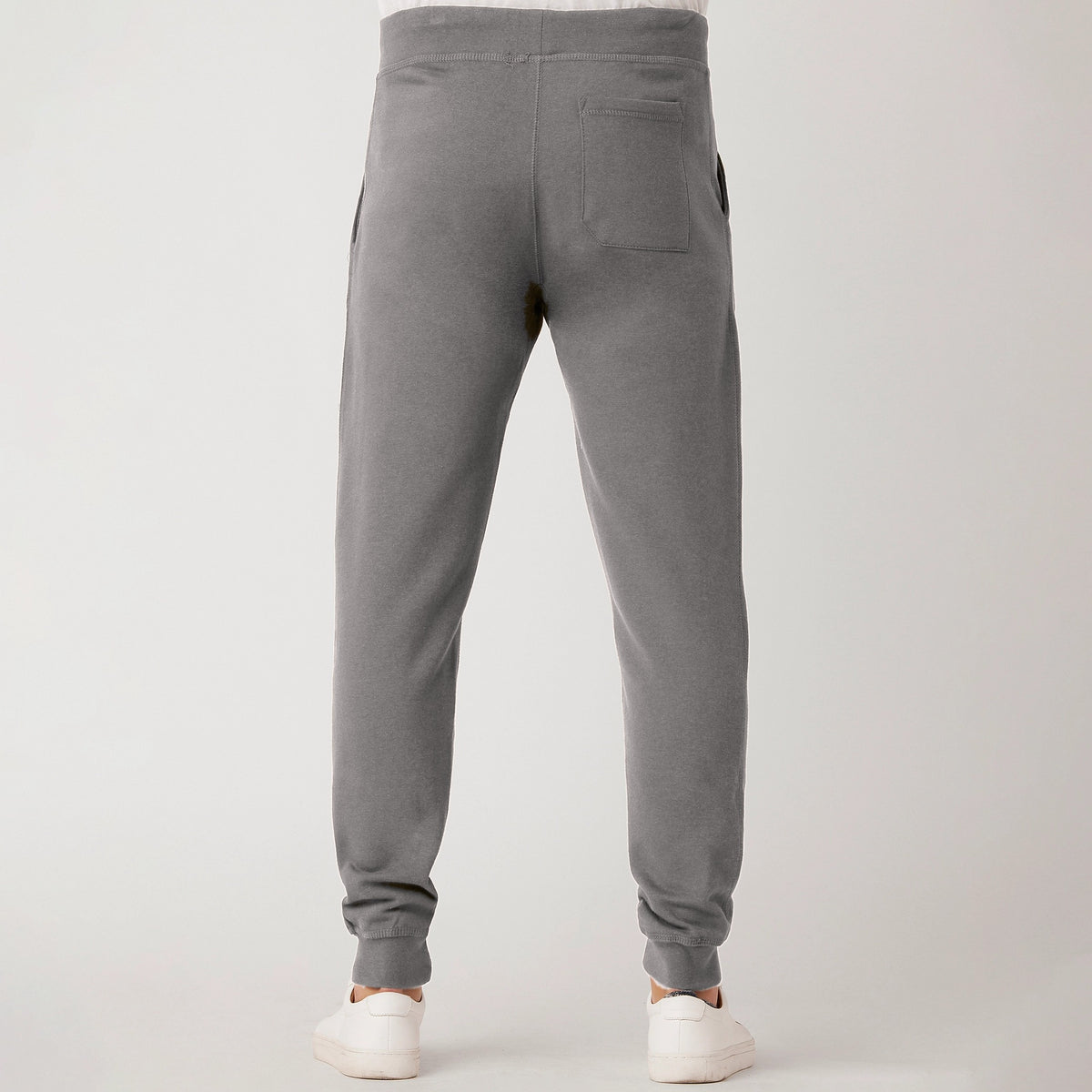 FIT APE men's premium fleece joggers in carbon grey - back view with back pocket