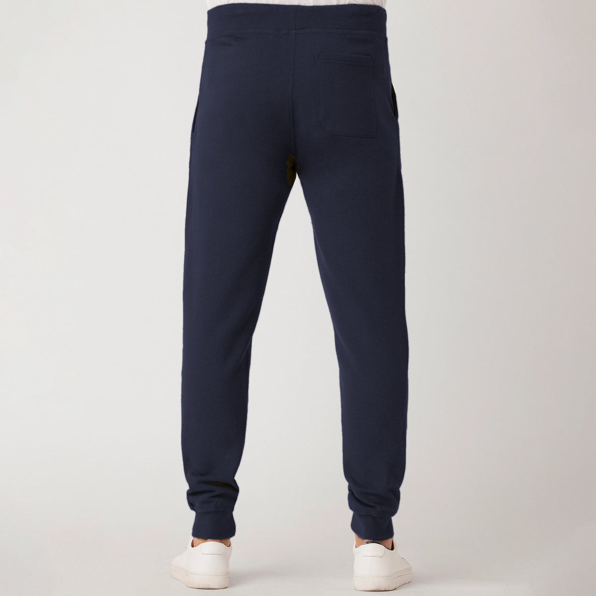 FIT APE men's premium fleece joggers in navy blazer - back view with back pocket