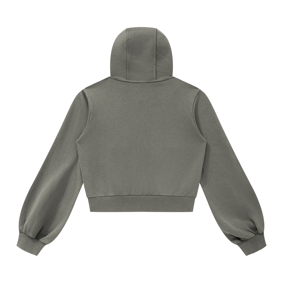 Washed gray-green FIT APE women's zip hoodie, back view