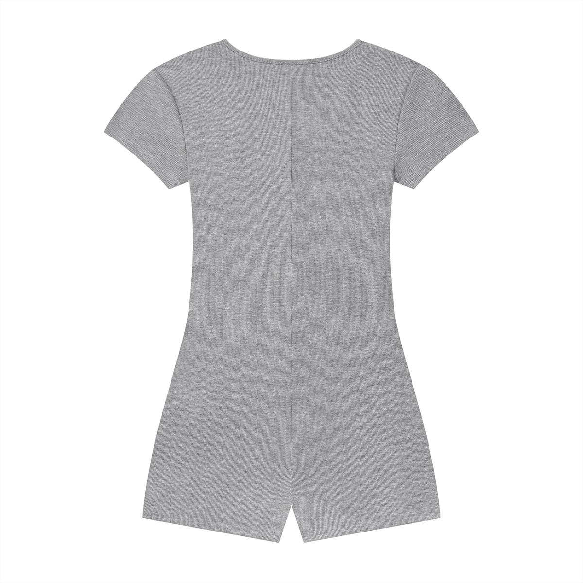 Gray FIT APE fitted short-sleeve romper, plain back view