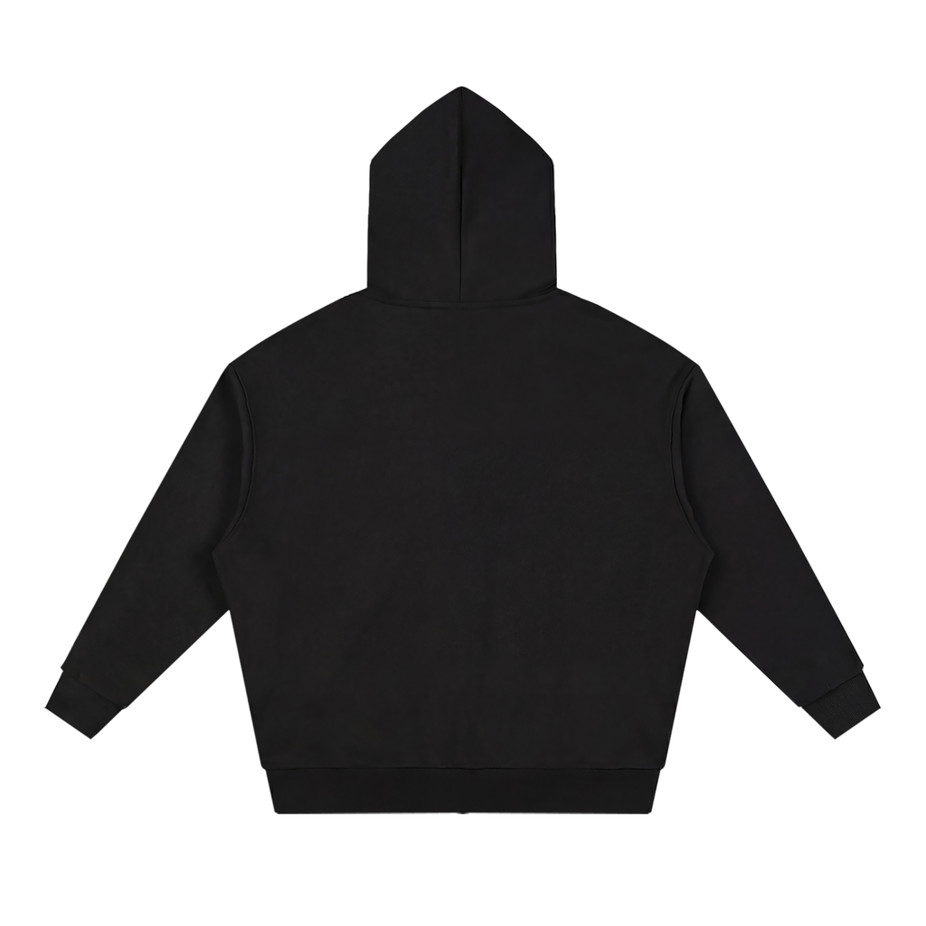 Black FIT APE men's heavy zip hoodie, back view