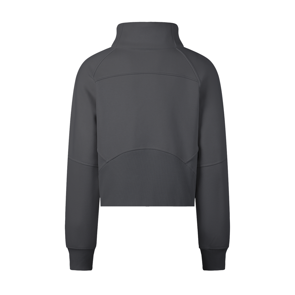 Charcoal FIT APE cropped half-zip sweatshirt, back view