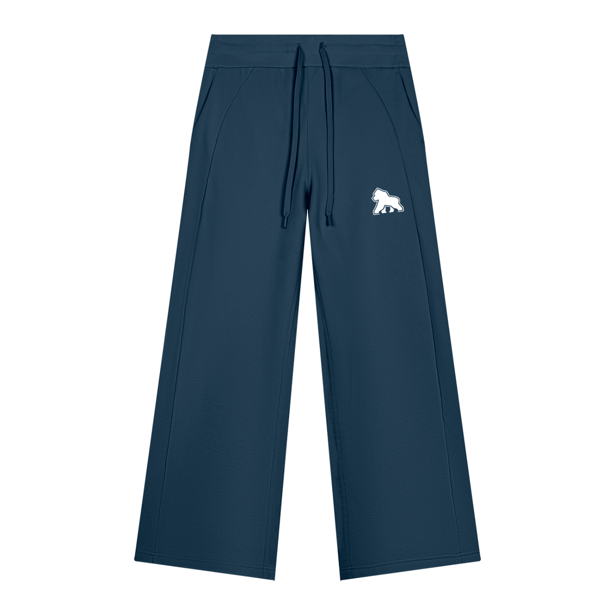 FIT APE women's wide-leg fleece sweatpants in Navy Blue