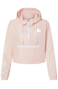 FIT APE women's cropped pullover windbreaker in Blush with a white gorilla chest logo
