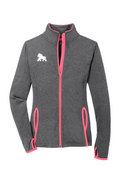 FIT APE women's stretch contrast track jacket in Charcoal Grey Heather with Hot Coral trim