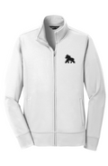 FIT APE women's performance fleece full-zip jacket in white with black Gorilla Only chest logo, front view