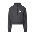 Charcoal FIT APE cropped half-zip sweatshirt with white chest gorilla, front view