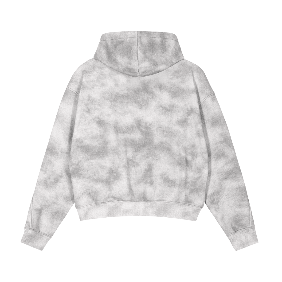 Light gray mottled FIT APE men's washed zip hoodie, back view