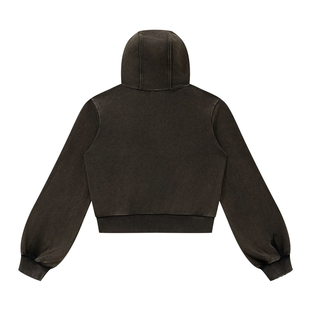 Washed dark brown FIT APE women's zip hoodie, back view
