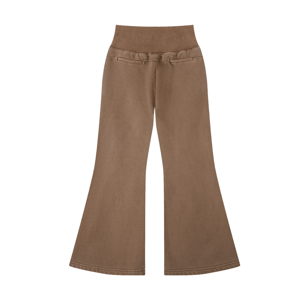 Washed brown FIT APE women's flared fleece pants, back view