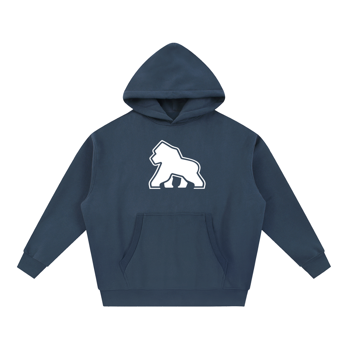 Navy FIT APE Big Ape oversized hoodie with large white chest gorilla, front view