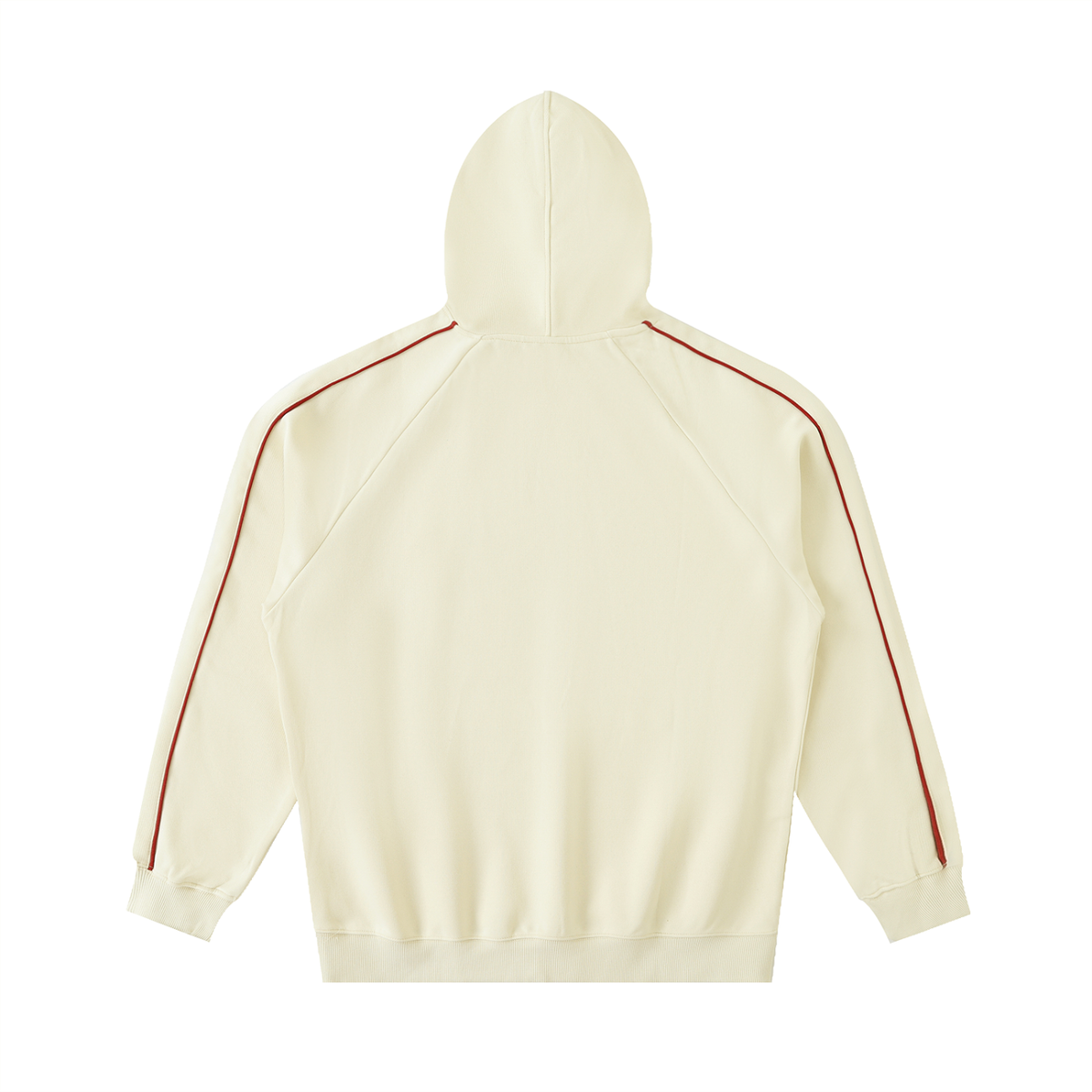 Cream FIT APE Pipeline raglan hoodie with contrast sleeve piping, back view