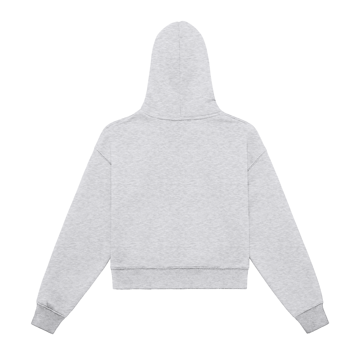Light gray FIT APE cropped zip hoodie, plain back view