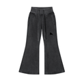 Washed charcoal FIT APE women's flared fleece pants with drawstrings and black gorilla, front view