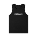 Black FIT APE men's ribbed tank top with white chest lettering, front view