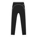 Black FIT APE women's high-rise leggings with white contrast stitching, front view