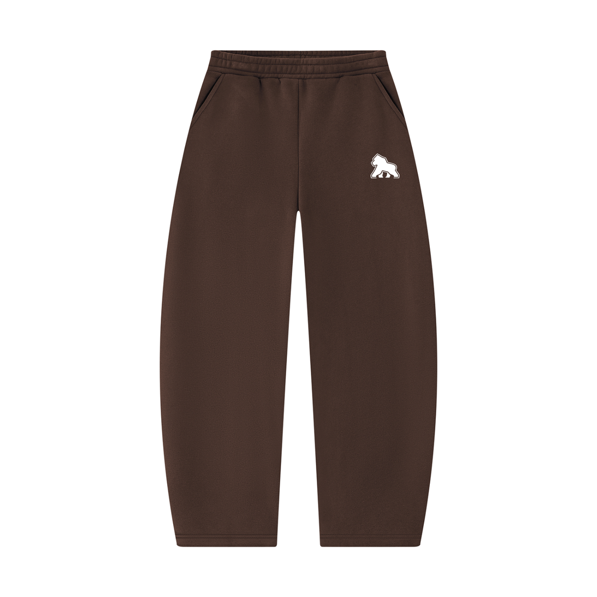 FIT APE unisex barrel-leg sweatpants in Coffee