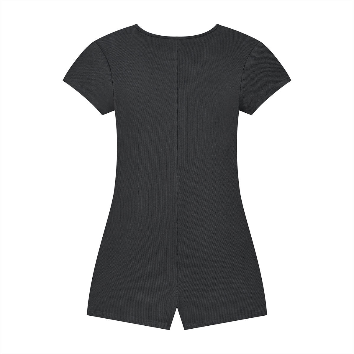 Charcoal FIT APE fitted short-sleeve romper, plain back view