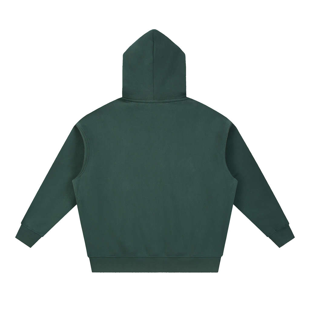 Dark green FIT APE Big Ape oversized hoodie, plain back view