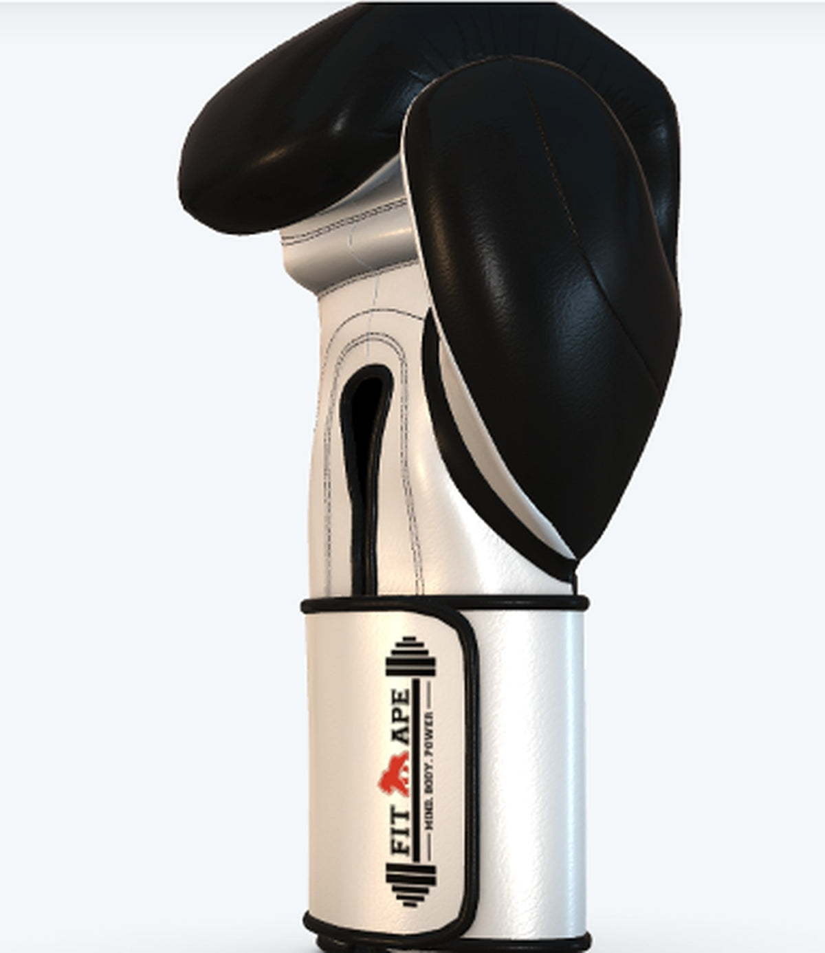 FIT APE Boxing Glove, top and thumb view showing the wrist cuff