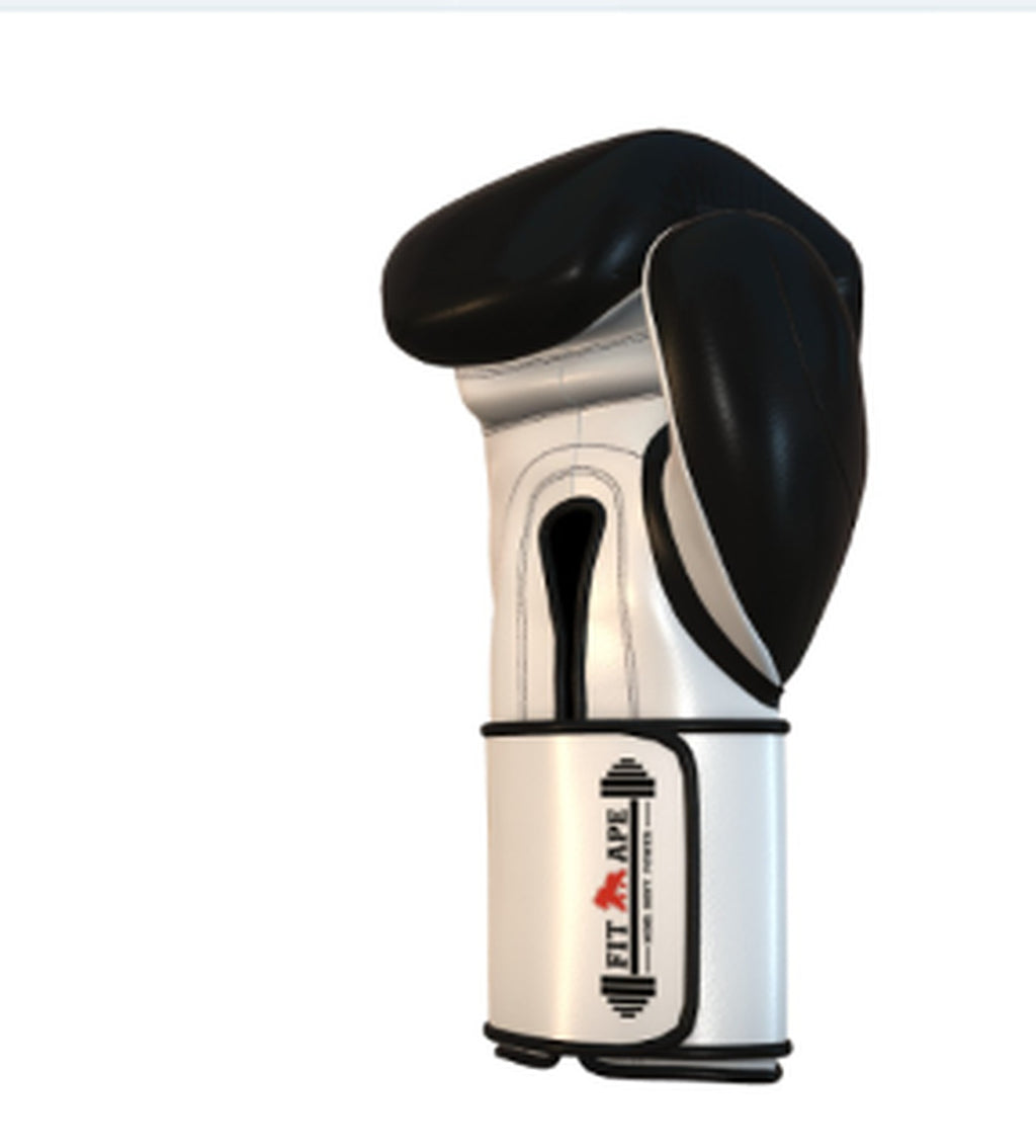 FIT APE boxing glove, palm-side view showing the thumb and wrapped white wrist cuff