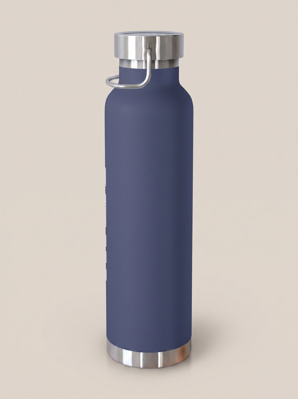 Navy FIT APE water bottle with silver cap, plain reverse view