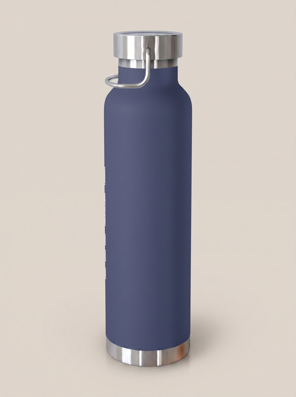 Navy FIT APE water bottle with silver cap, plain reverse view