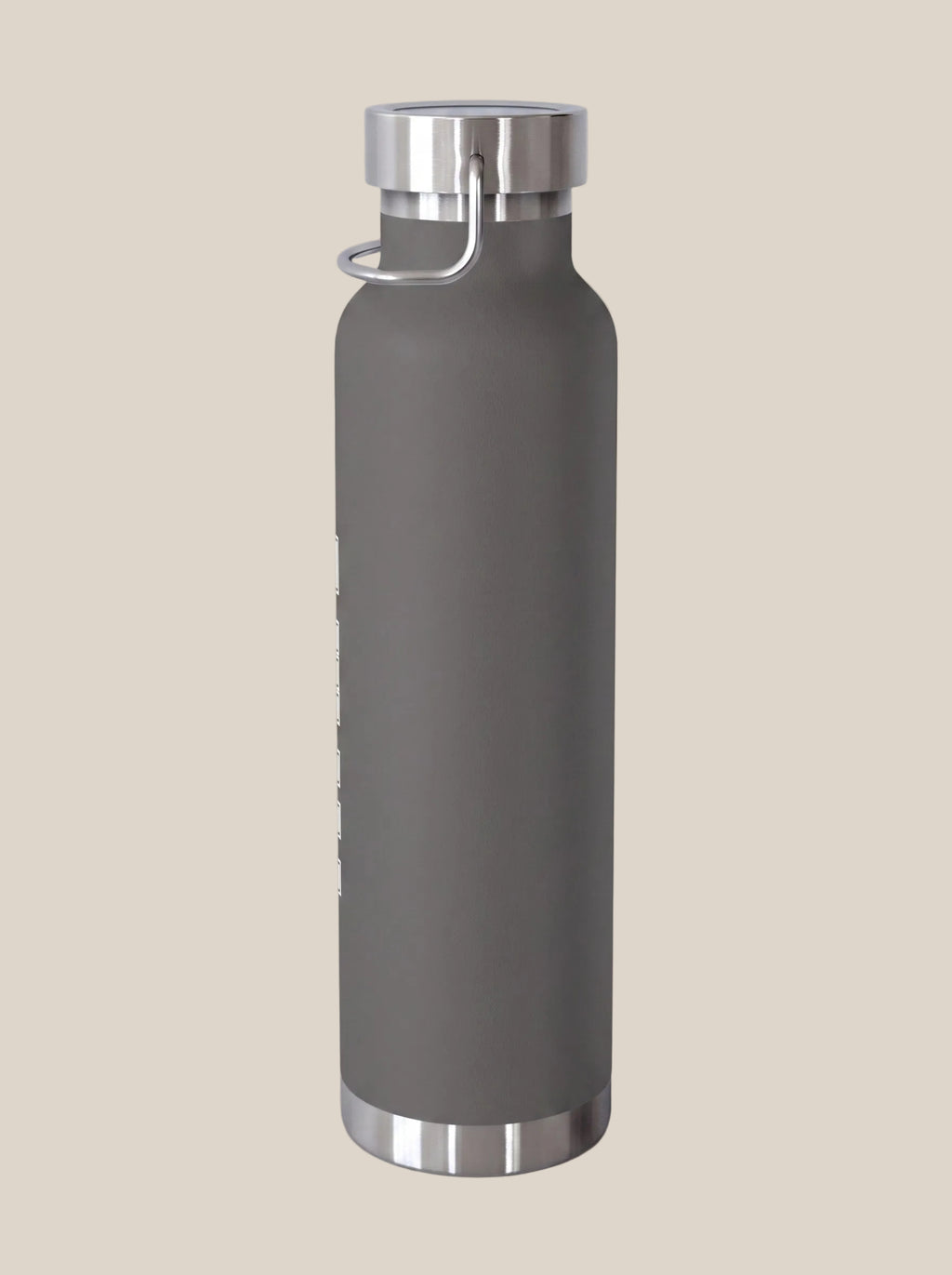 Gray FIT APE water bottle with silver cap, plain reverse view